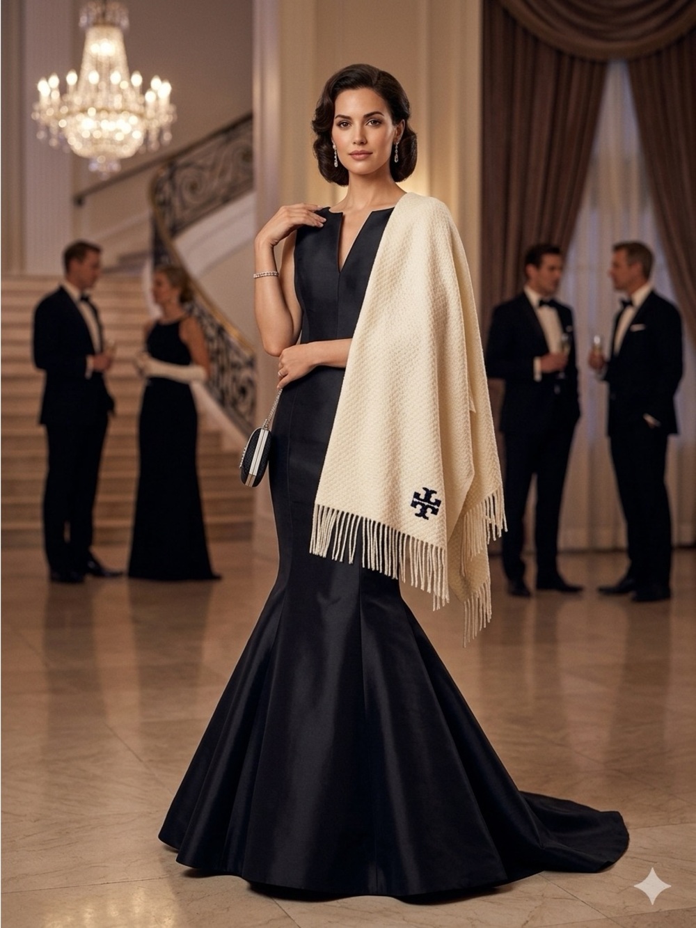 Tory Burch Woven Shawl. 100% Merino wool.